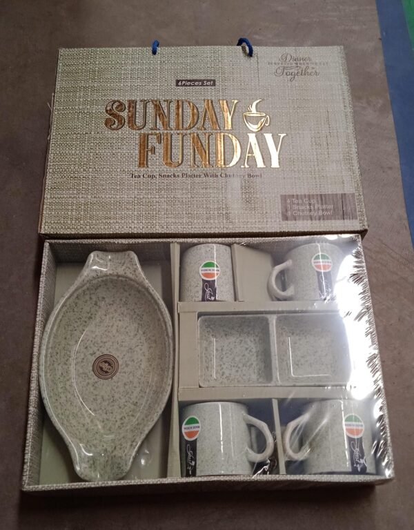 Sunday Funday 6-Piece Tea Set Ã¢â‚¬â€œ Platter & Dual Bowl