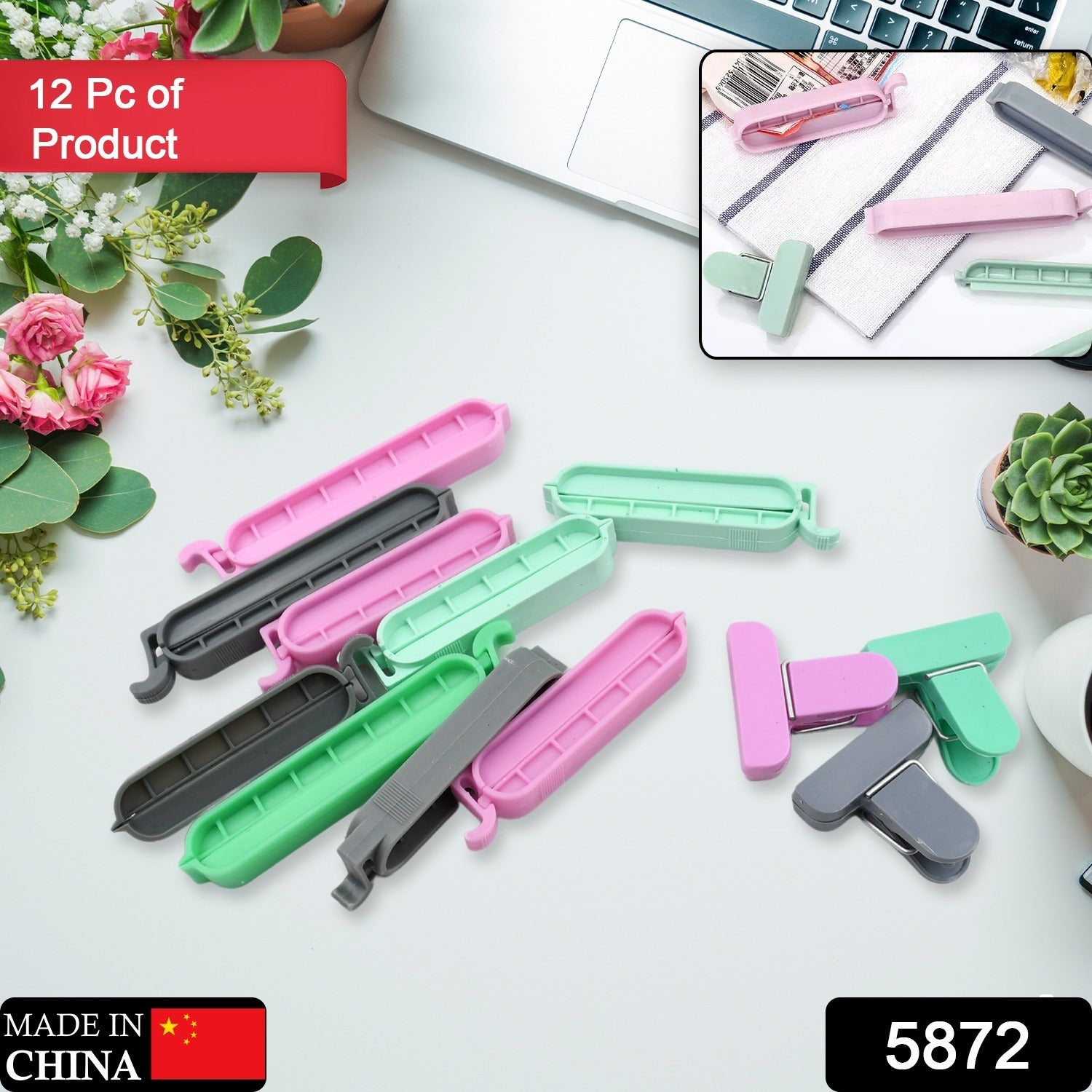 12 Pieces Food Clips, Plastic Food Bag Clips Reusable Bag Clips for Food Storage Colorful Sealing Clips for Snack, Coffee, Home, Kitchen, Travel, Camping - Shivani Jaswal 12 Pieces Food Clips, Plastic Food Bag Clips Reusable Bag Clips for Food Storage Colorful Sealing Clips for Snack, Coffee, Home, Kitchen, Travel, Camping