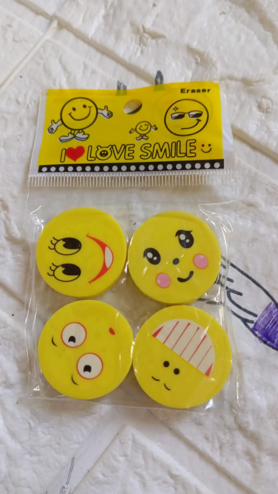 Cute Smile Emoji Eraser Set – Perfect for Kids (4pc Set) - Shivani Jaswal Cute Smile Emoji Eraser Set – Perfect for Kids (4pc Set)