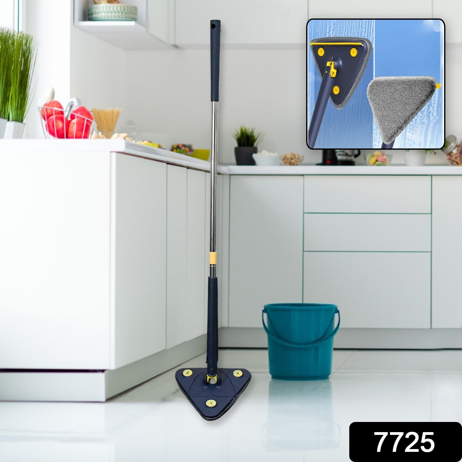 Rotatable Adjustable Triangle Cleaning Mop Triangle Mop with Stainless Steel Long Handle Push-Pull Squeezing Cleaning Mop Dry & Wet Mop for Floor Windows (1 Pc) - Shivani Jaswal Rotatable Adjustable Triangle Cleaning Mop Triangle Mop with Stainless Steel Long Handle Push-Pull Squeezing Cleaning Mop Dry & Wet Mop for Floor Windows (1 Pc)