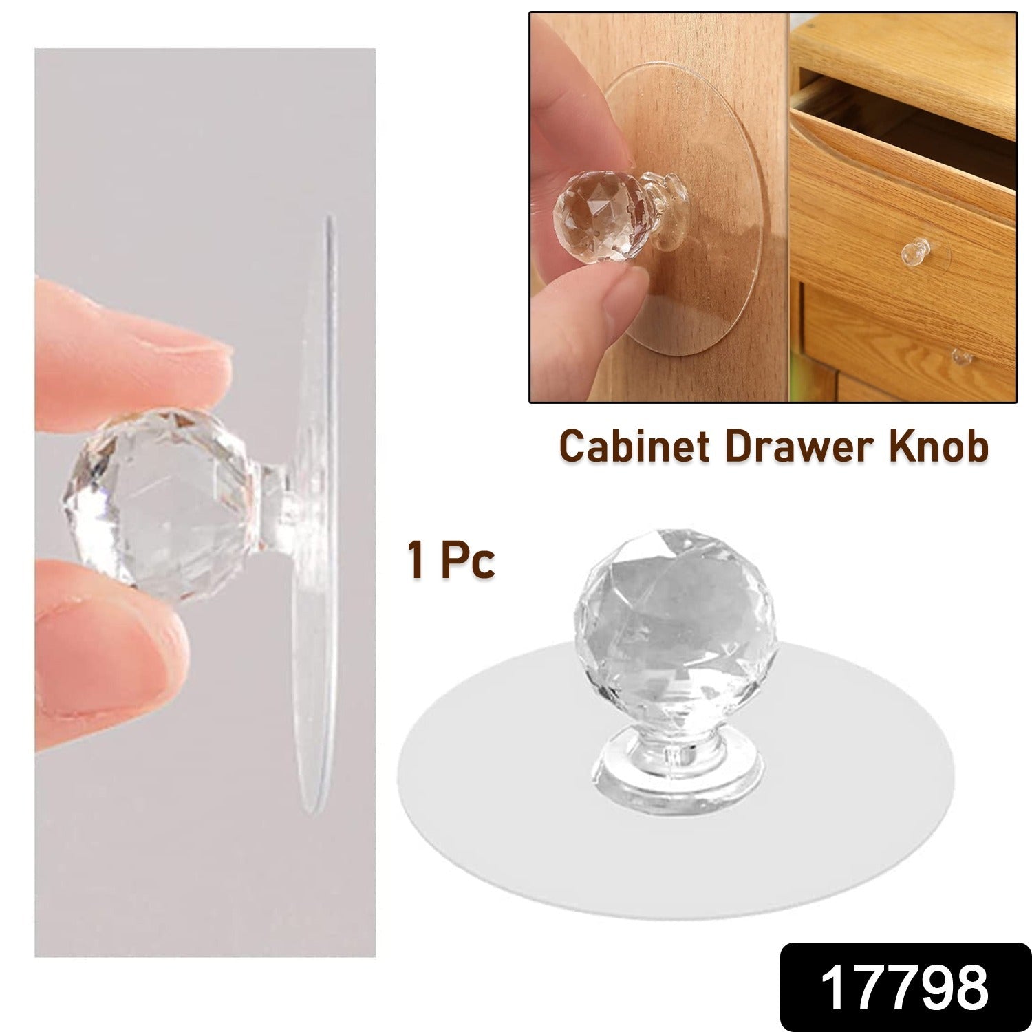 Clear Diamond Crystal Cabinet Knob & Pull Handle (1 Pc) - Shivani Jaswal Clear Diamond Crystal Cabinet Knob & Pull Handle (1 Pc)