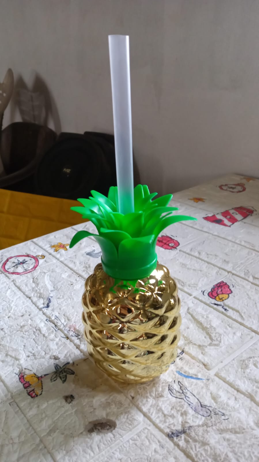 Plastic Pineapple Cups with Straw (1 Pc) - Party Favors, Hawaiian, Beach - Shivani Jaswal Plastic Pineapple Cups with Straw (1 Pc) - Party Favors, Hawaiian, Beach