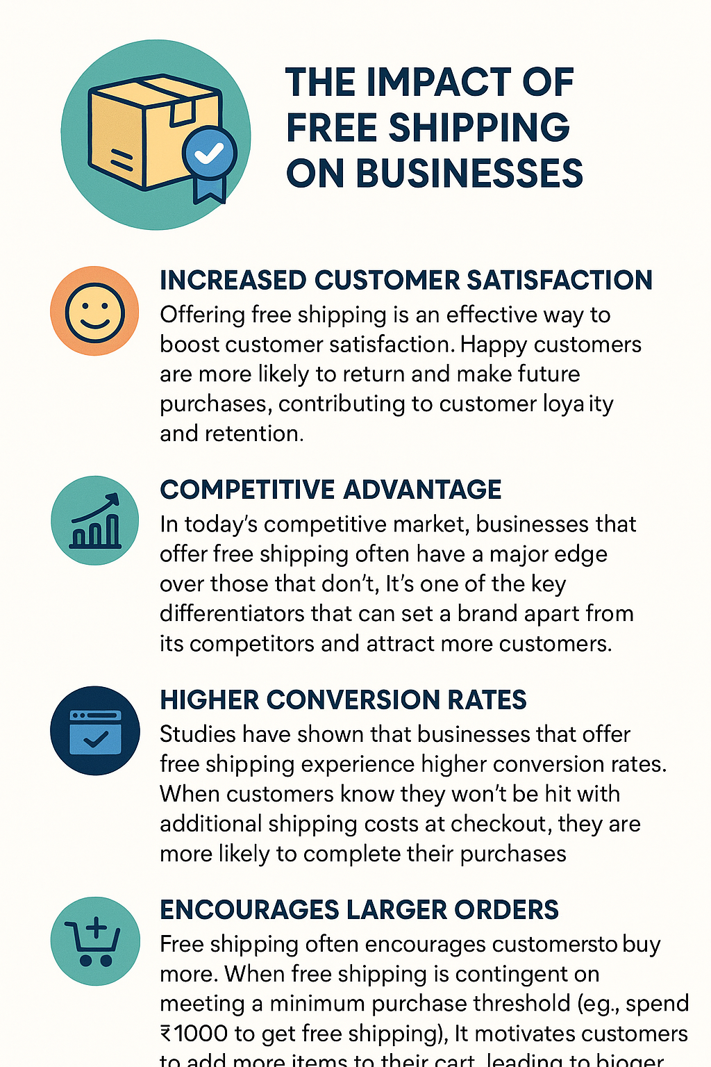 Free shipping benefits for businesses - Increased customer satisfaction, higher conversion rates, and competitive advantage.