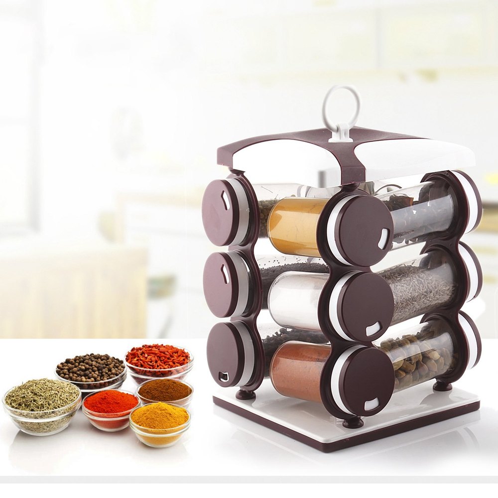 Spice jar Set - Food Grade Plastic 12pcs Spice jar (Brown Box) - Shivani Jaswal Spice jar Set - Food Grade Plastic 12pcs Spice jar (Brown Box)