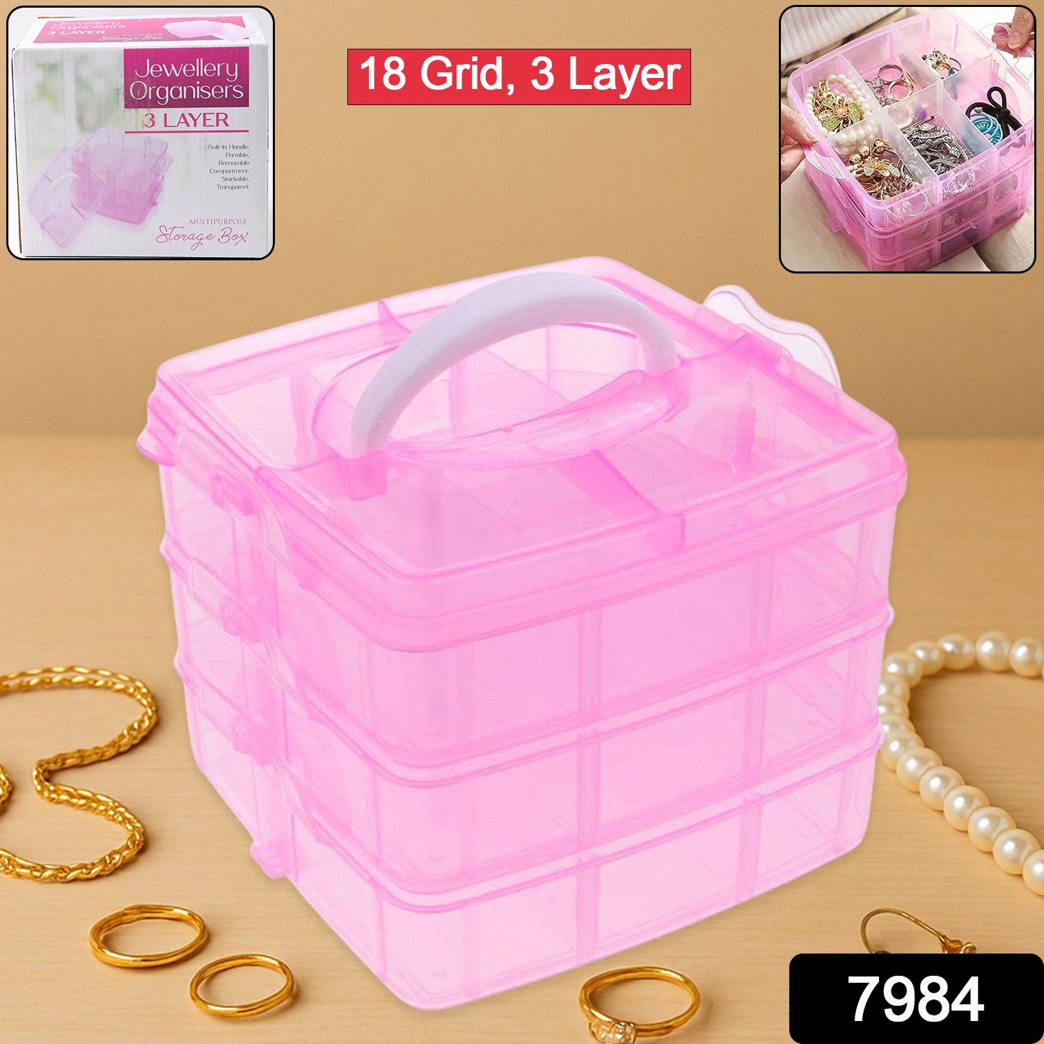 Versatile 18-Grid 3-Layer Transparent Plastic Organizer Box with Adjustable Dividers for Jewelry & Fishing Hooks - Shivani Jaswal Versatile 18-Grid 3-Layer Transparent Plastic Organizer Box with Adjustable Dividers for Jewelry & Fishing Hooks