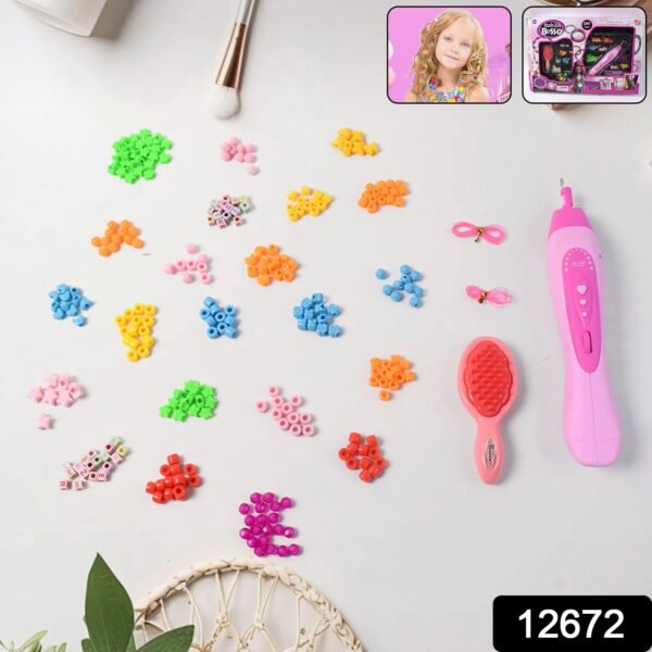 Hair Styling Clasp Clips Twisting Stringing Beads Kit for Girls, Portable Hair Braider Machine,Hairstyle Braid Kit DIY Hair Styling Tool with Comb, Rubber, Button Beads and Beads (85 Pcs Set), Hair accessories