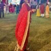 Jaipuri Bhandej Gotta Patti Handwork Red Bandhani Saree with Unstitched Blouse